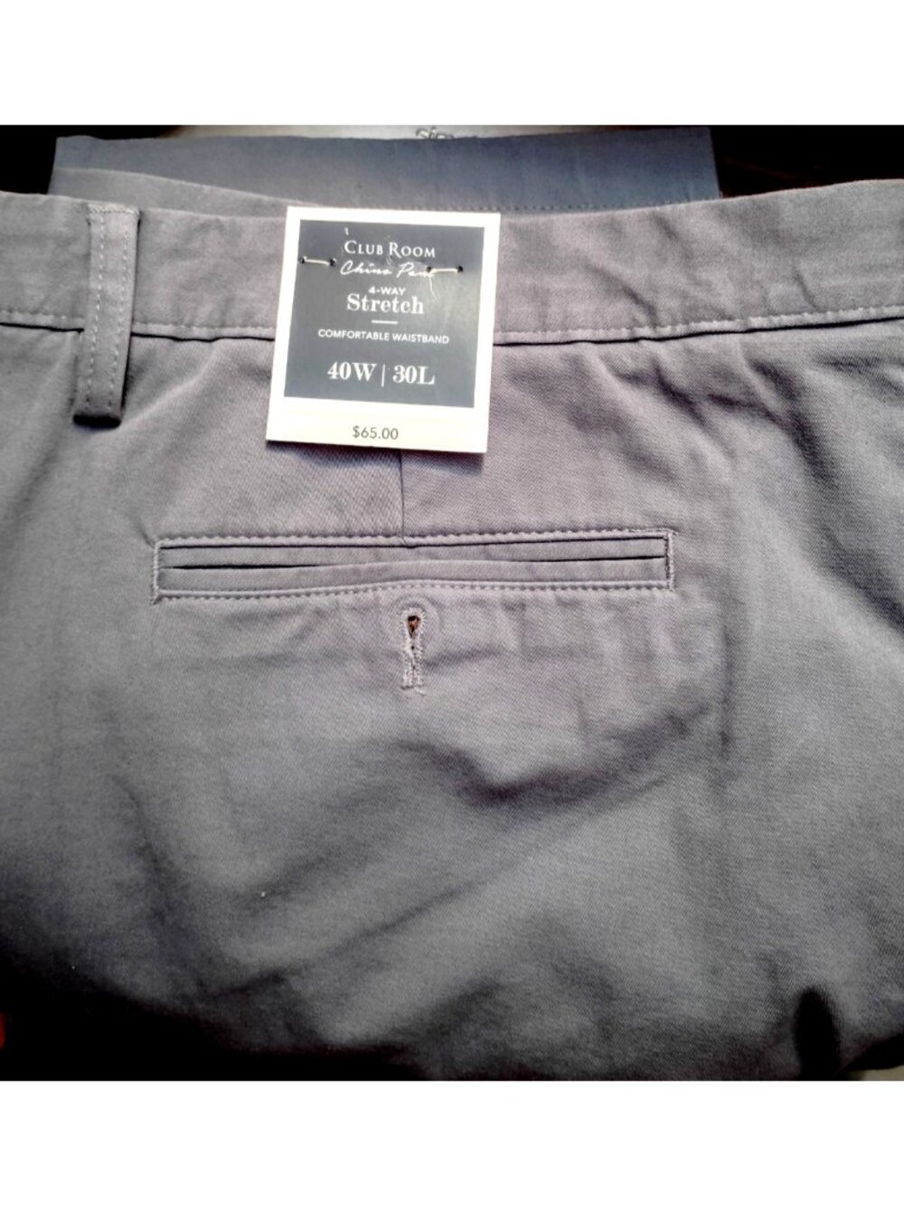 Club Room Chino Pant 4-Way Stretch Comfortable Waistband 40 Waist 30 Length New - Picture 2 of 10